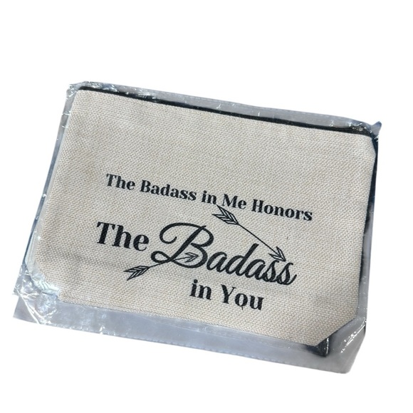 None Accessories - Inspirational Zipper Pouch - White with Black Text 10” x 7”